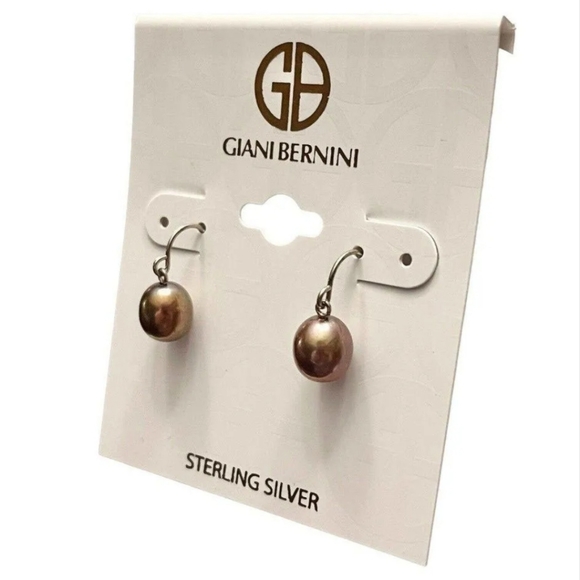 Giani Bernini Cultured Freshwater Pearl Drop Earrings-Iridescent Chocolate SS - Picture 5 of 6
